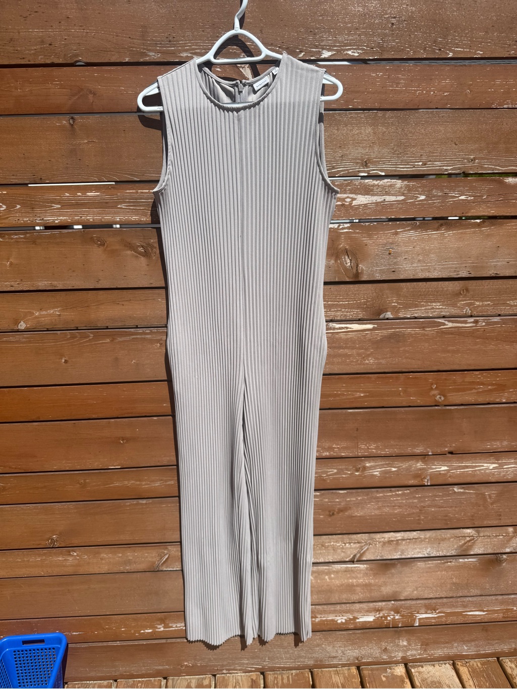 Aritzia Sleeveless Ribbed Jumpsuit In Light Gray